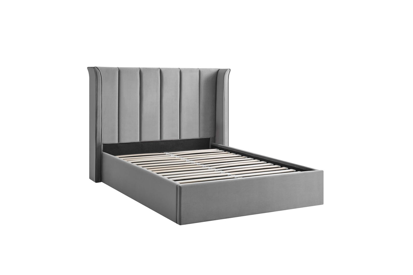 Polaris Bed Frame Double Silver Ottoman Storage