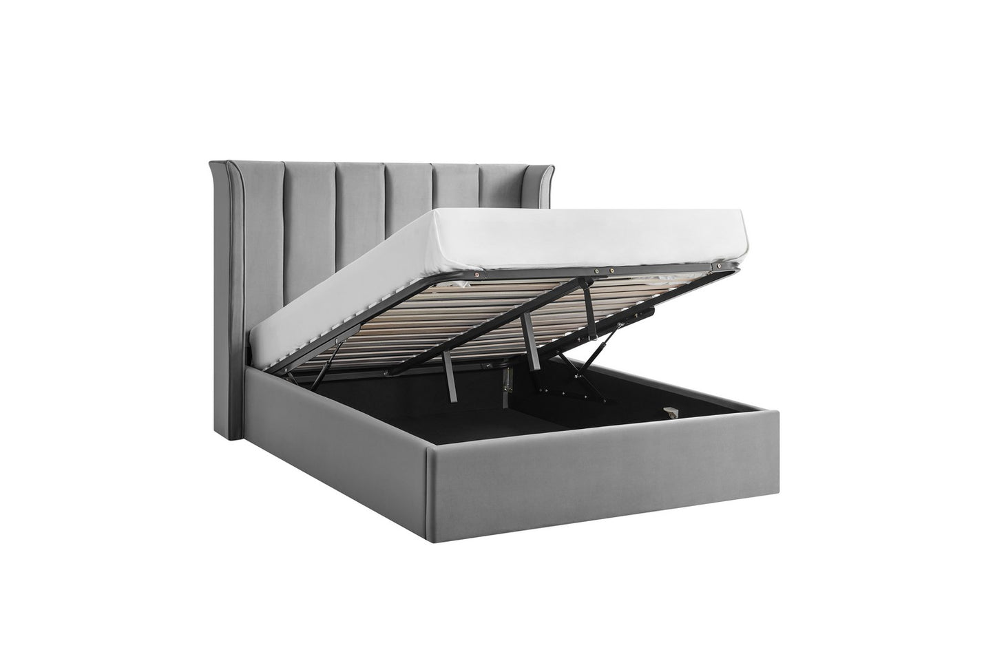 Polaris Bed Frame Double Silver Ottoman Storage