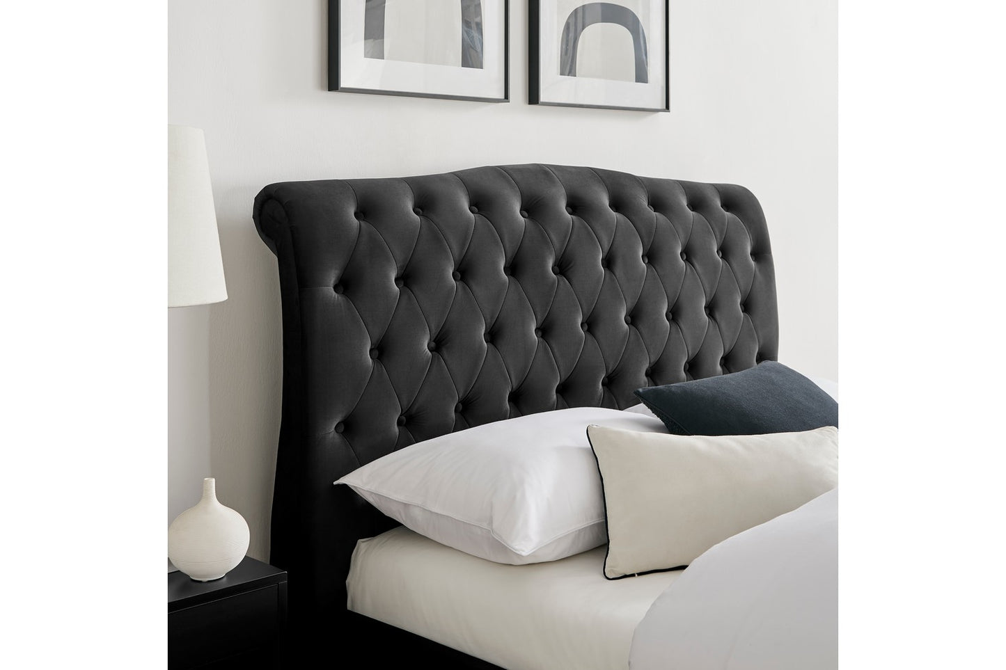 Rosa Bed Frame Double Black Velvet