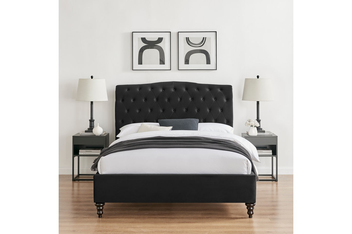 Rosa Bed Frame Double Black Velvet