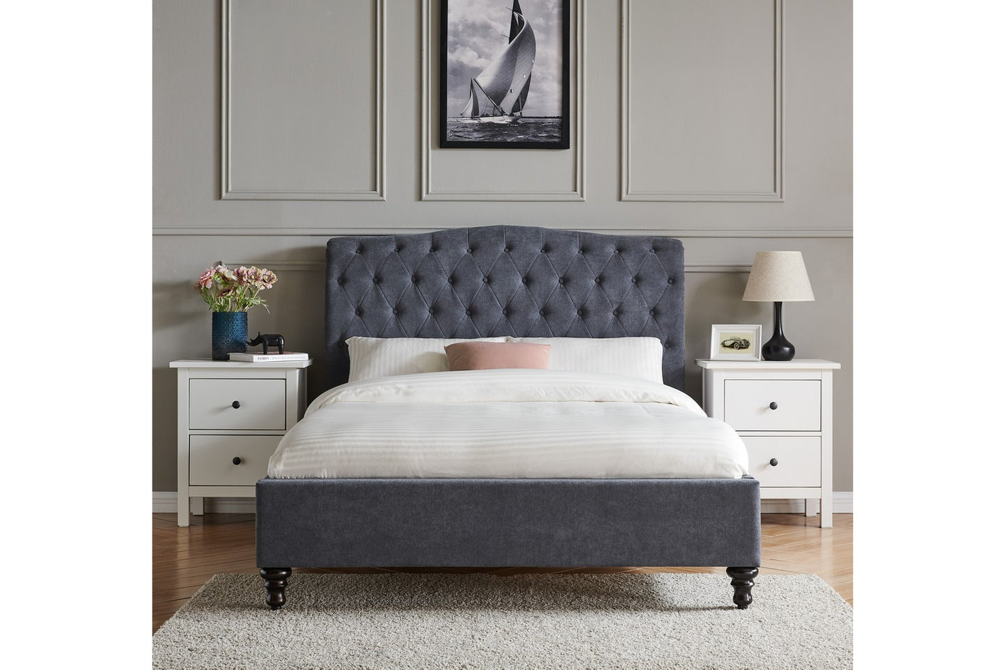 Rosa Bed Frame Double Dark Grey