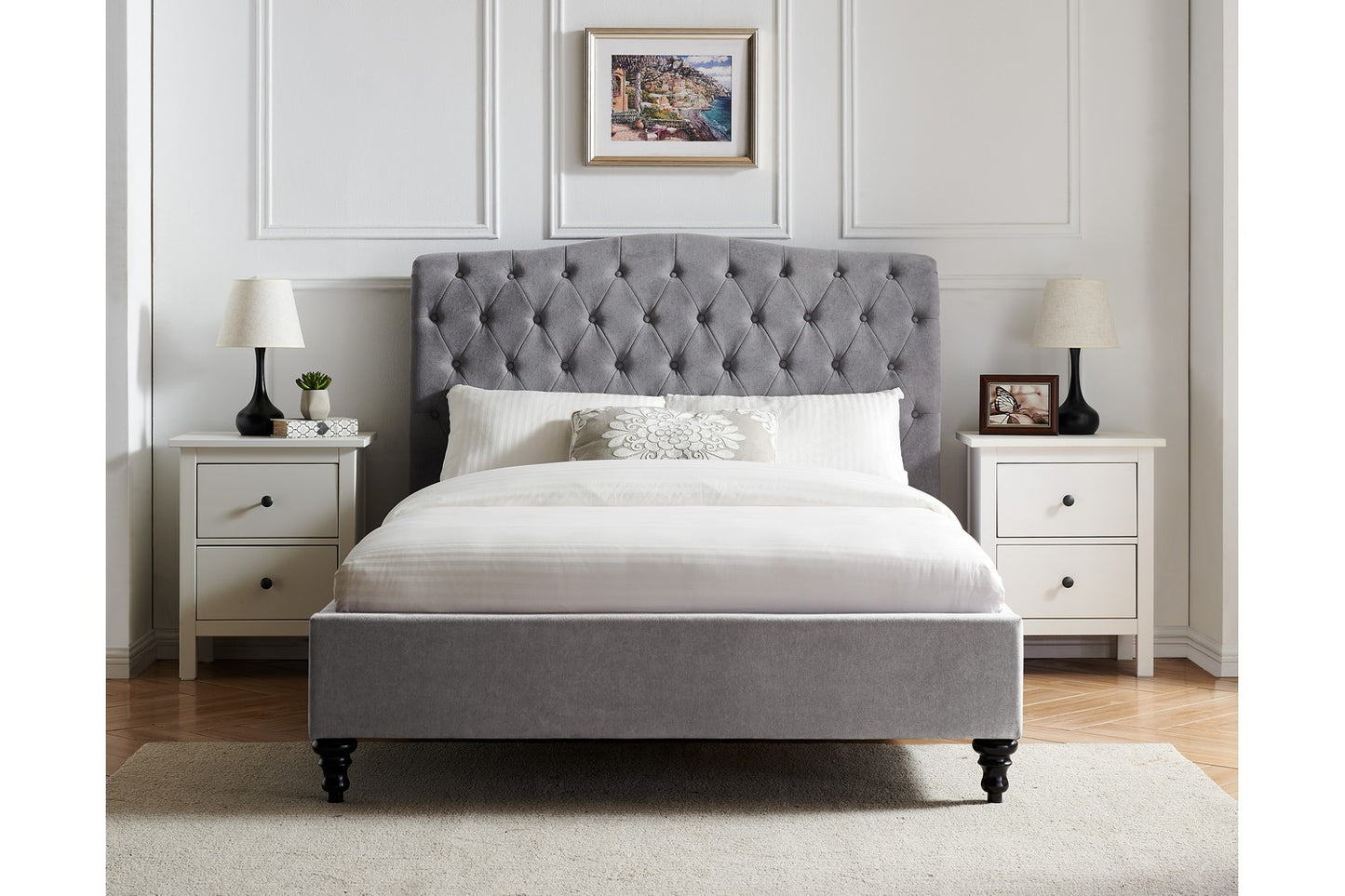 Rosa Bed Frame Double Light Grey