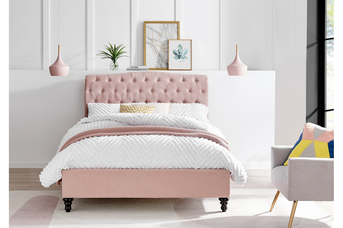 Rosa Bed Frame Double Pink