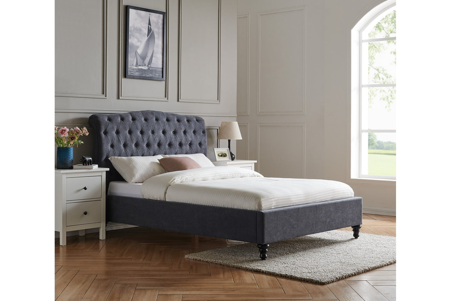 Rosa Bed Frame King Dark Grey