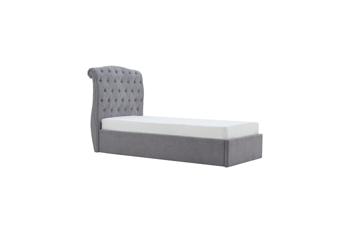 Rosa Bed Frame Single Light Grey Ottoman Storage