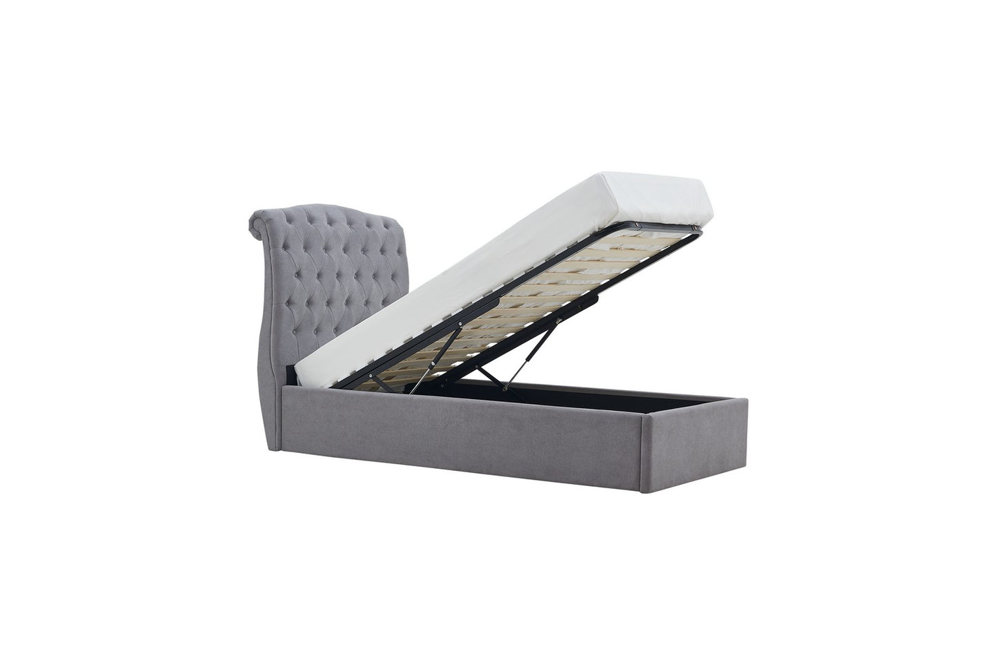 Rosa Bed Frame Single Light Grey Ottoman Storage