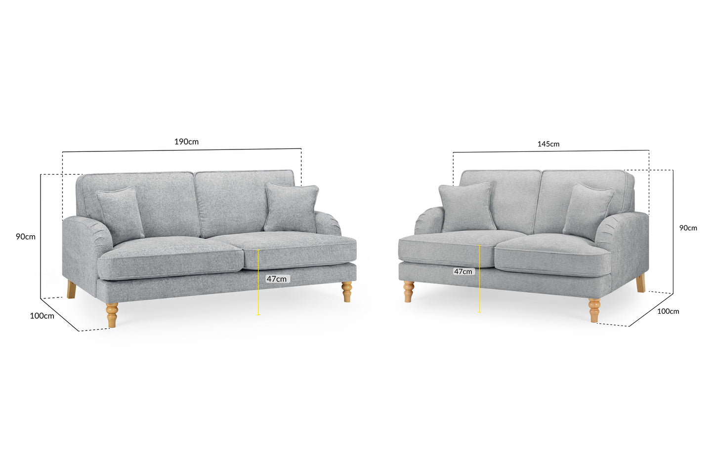 Rupert Sofa Grey 2 Seater