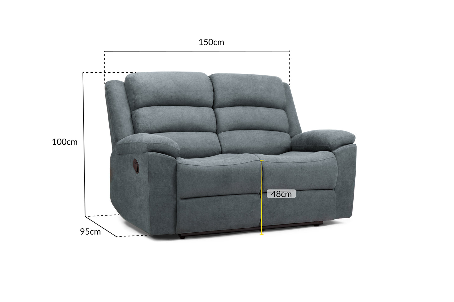 Sable Recliner Sofa Grey 2 Seater