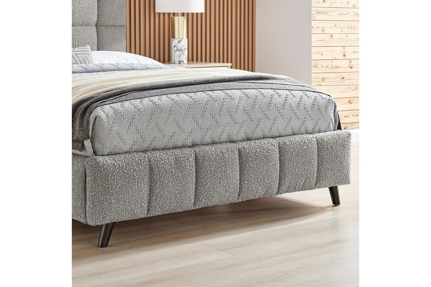 Starla Square Bed Frame Double Boucle Grey