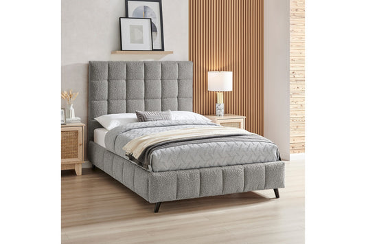 Starla Square Bed Frame Double Boucle Grey