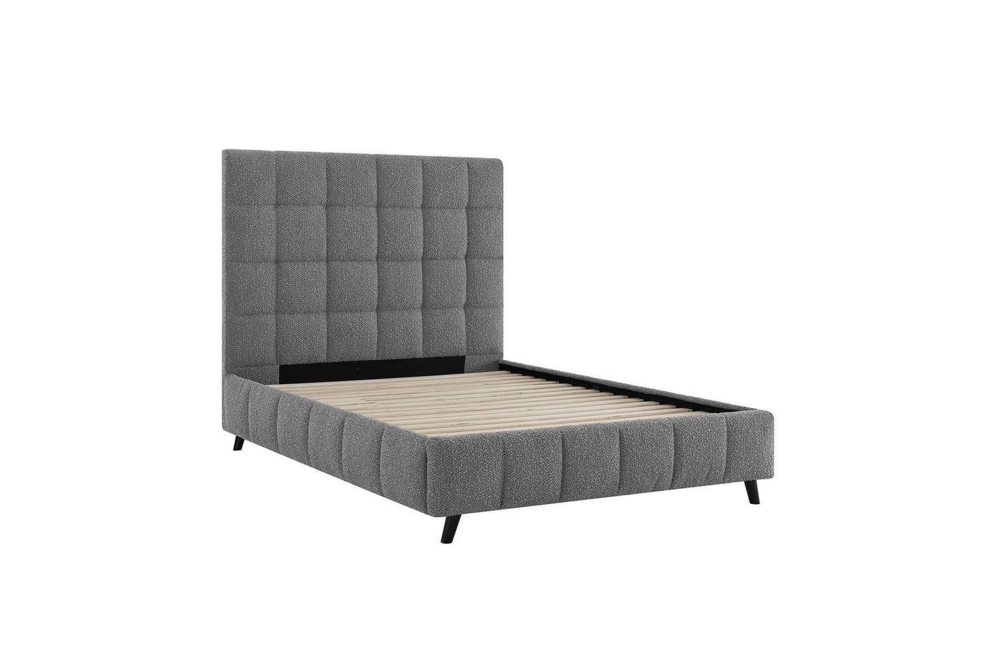 Starla Square Bed Frame Double Boucle Grey