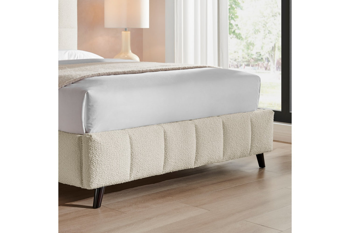 Starla Square Bed Frame Double Boucle Ivory