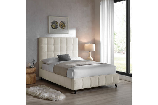 Starla Square Bed Frame Double Boucle Ivory