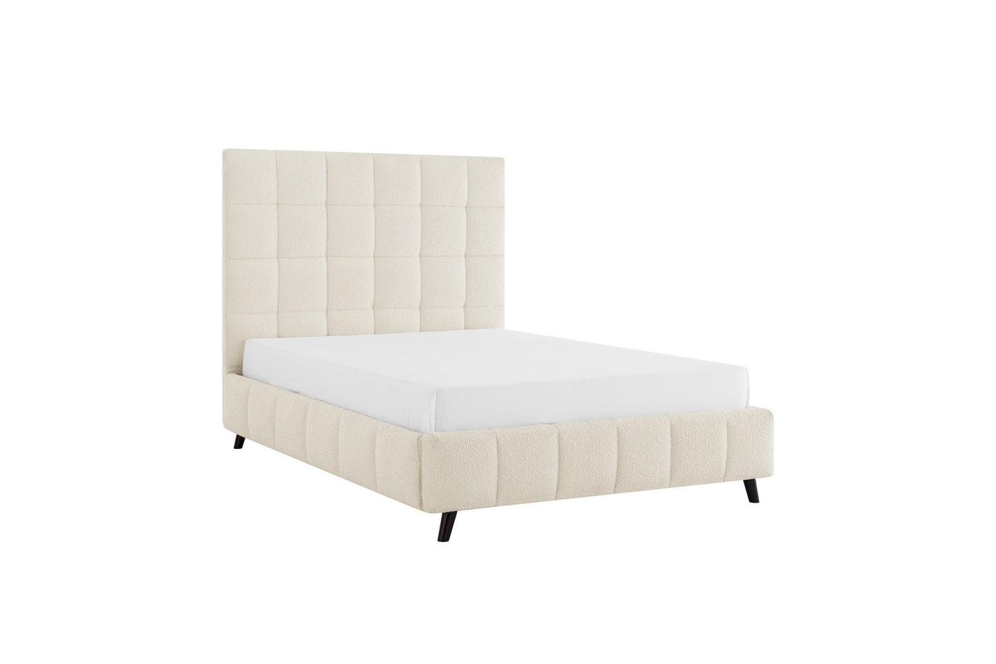 Starla Square Bed Frame Double Boucle Ivory