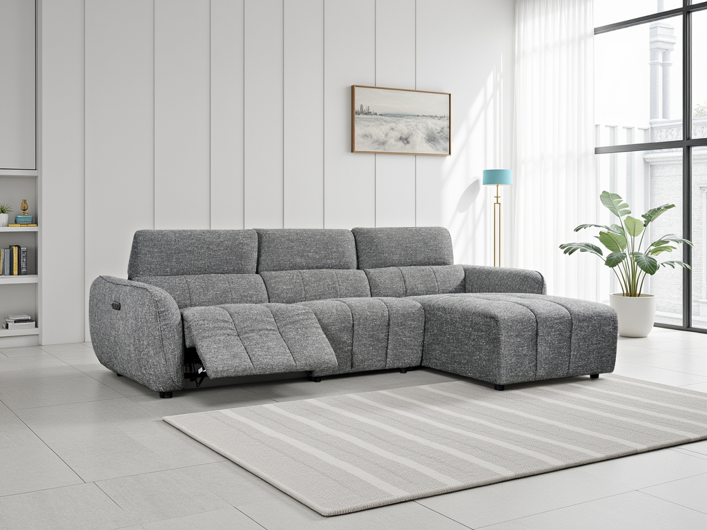 Turin Electric Recliner Sofa Charcoal Right Hand