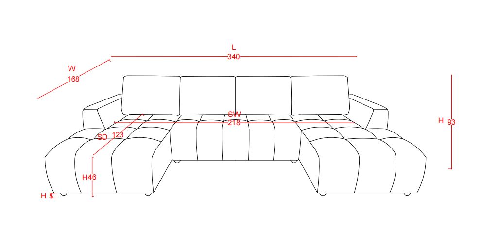 Shanghai Luxury Green U Shape Corner Sofabed