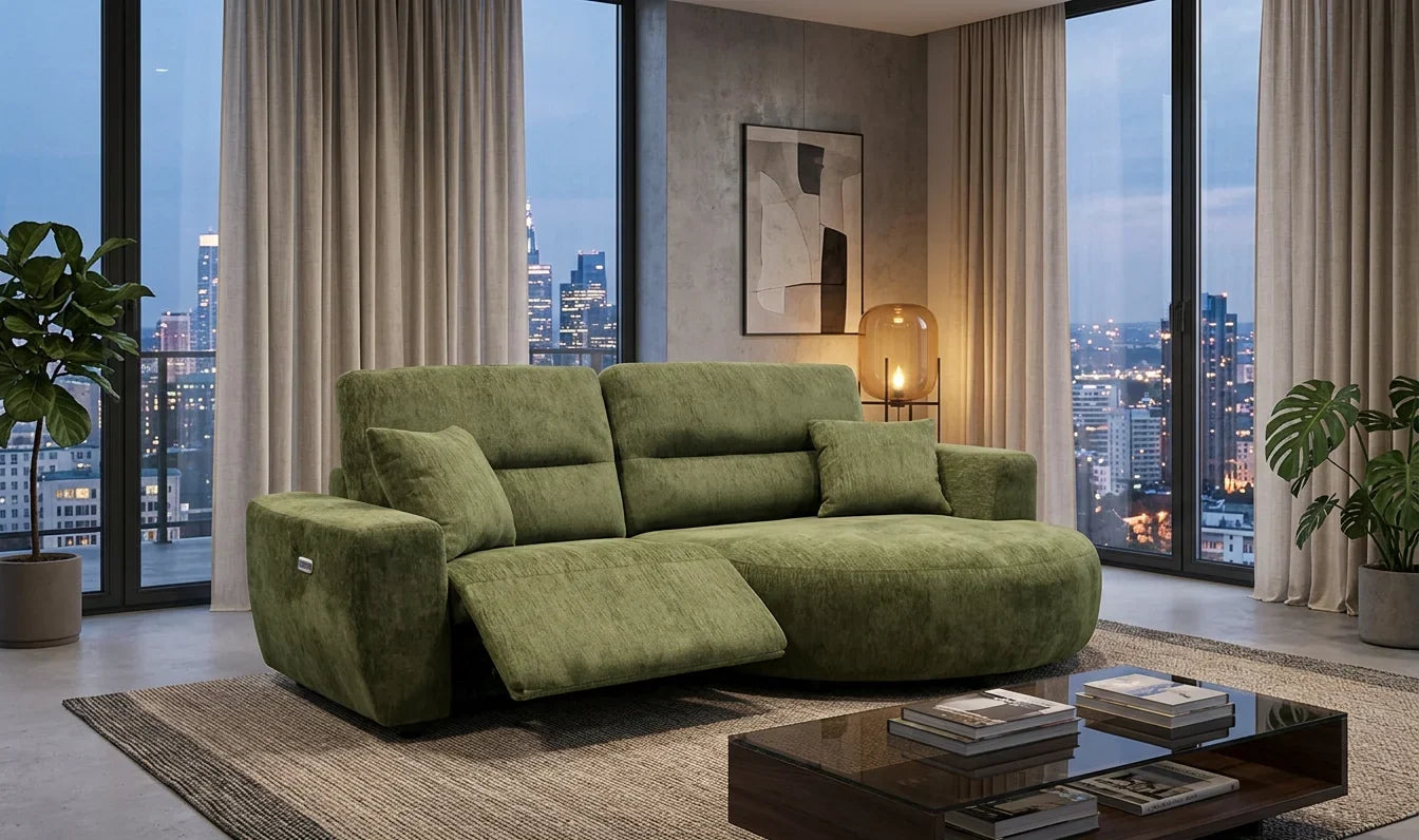 Denver Sofa Green Electric Recliner Right Hand
