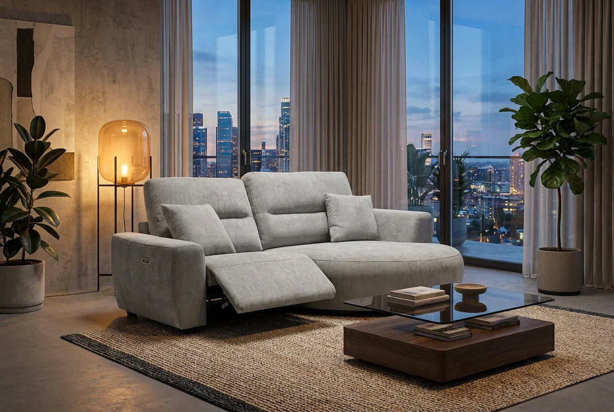 Denver Sofa Grey Electric Recliner Right Hand