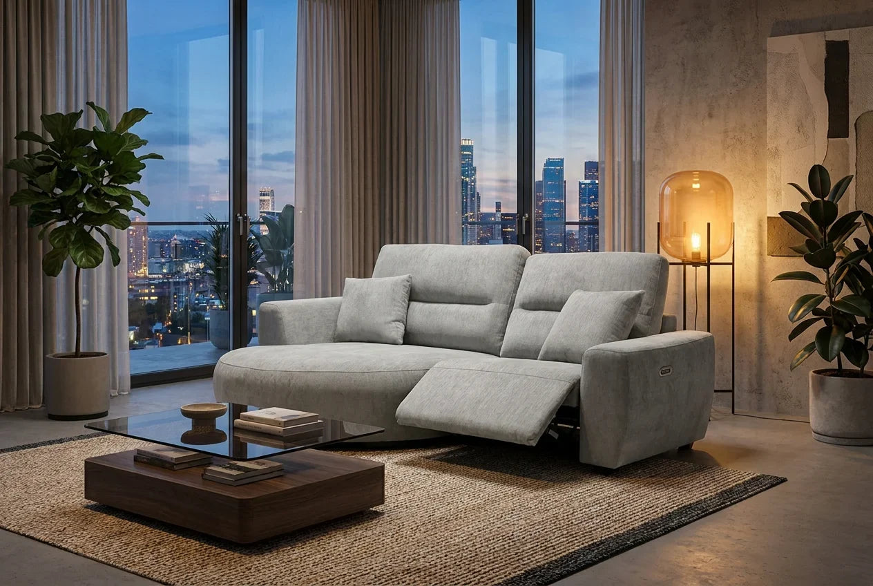 Denver Sofa Grey Electric Recliner Left Hand
