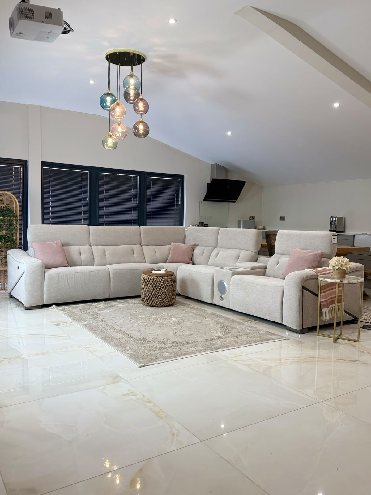 Ohio Electric Recliner Sofa Beige Large Corner
