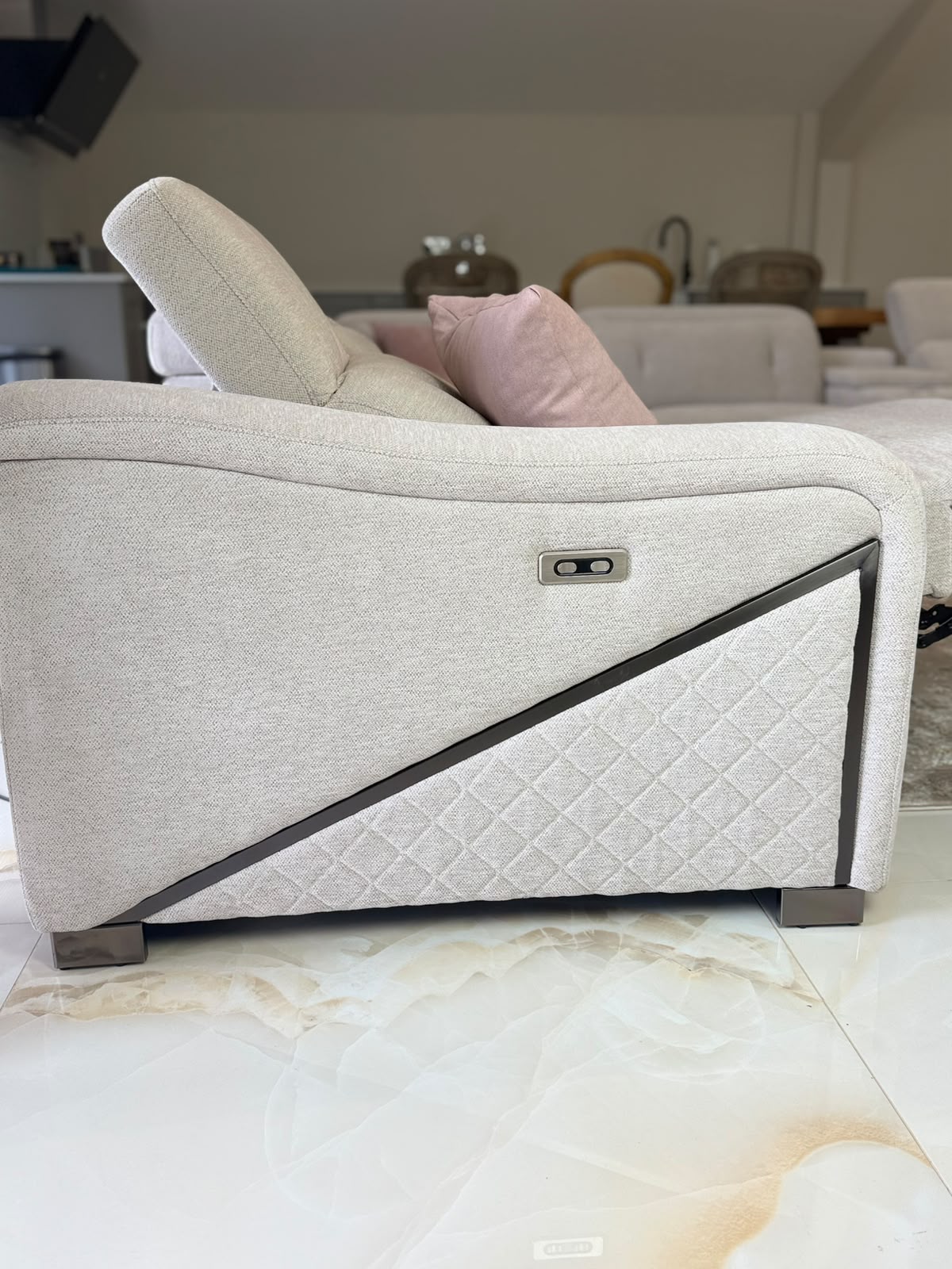 Ohio Electric Recliner Sofa Beige Large Corner