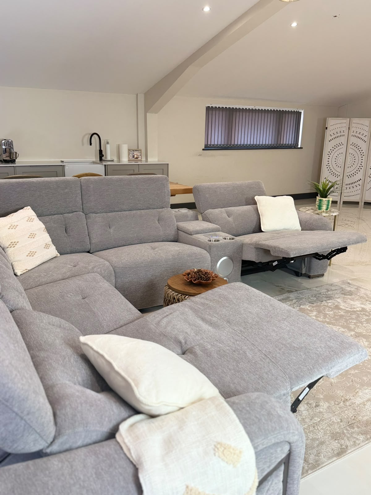 Ohio Electric Recliner Sofa Grey Large Corner