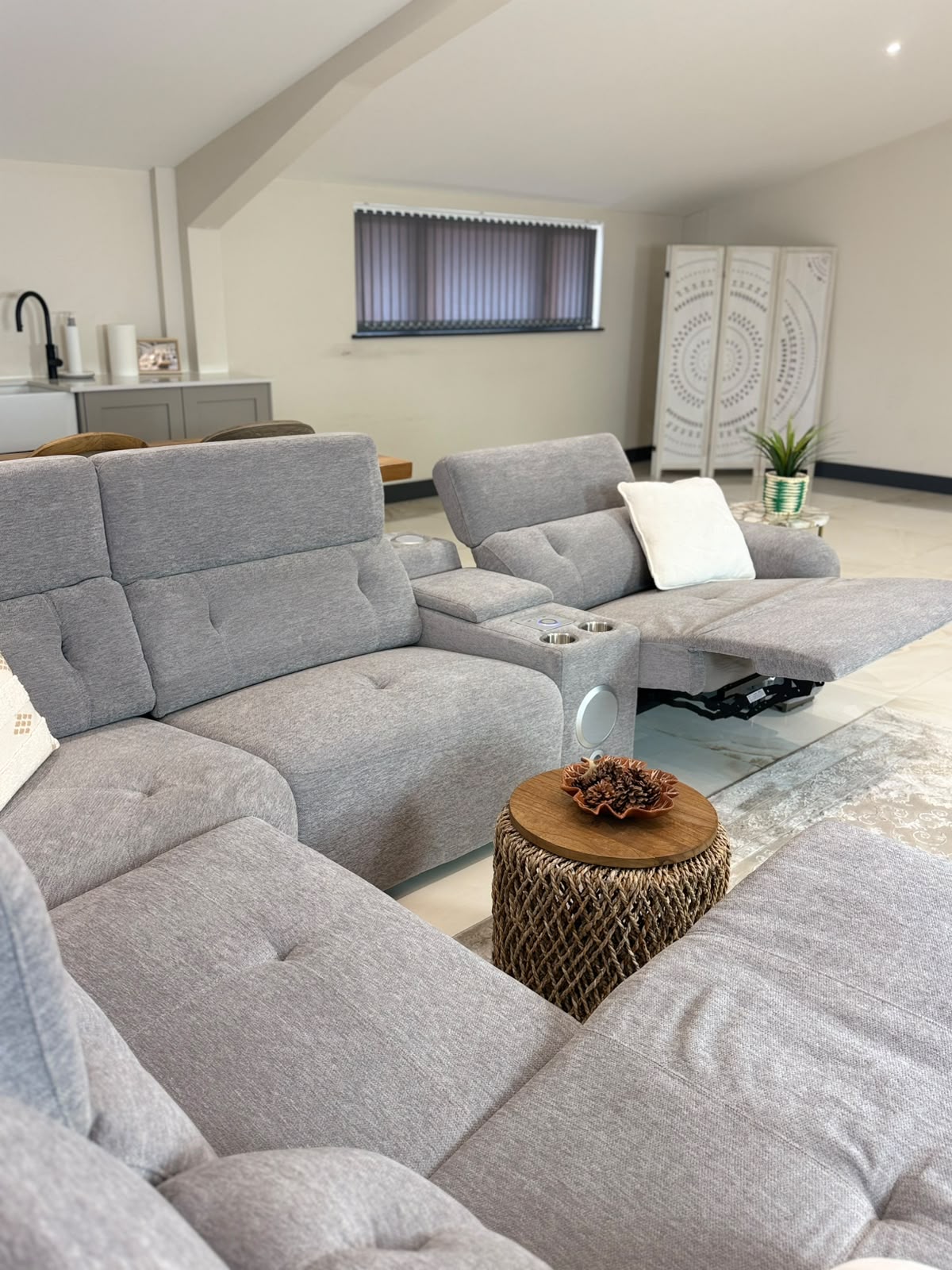 Ohio Electric Recliner Sofa Grey Large Corner