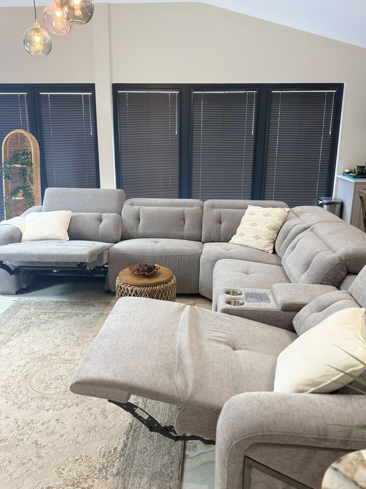 Ohio Electric Recliner Sofa Grey Large Corner