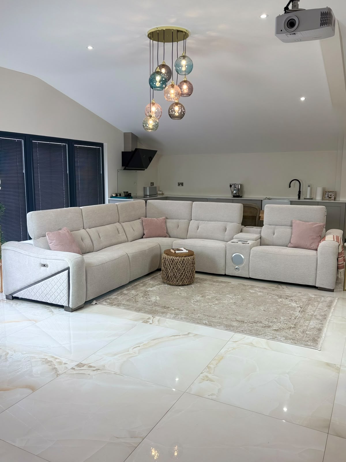 Ohio Electric Recliner Sofa Beige Large Corner