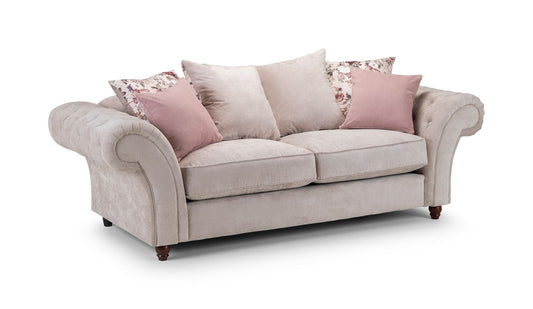 Roma Chesterfield Sofa Beige 3 Seater