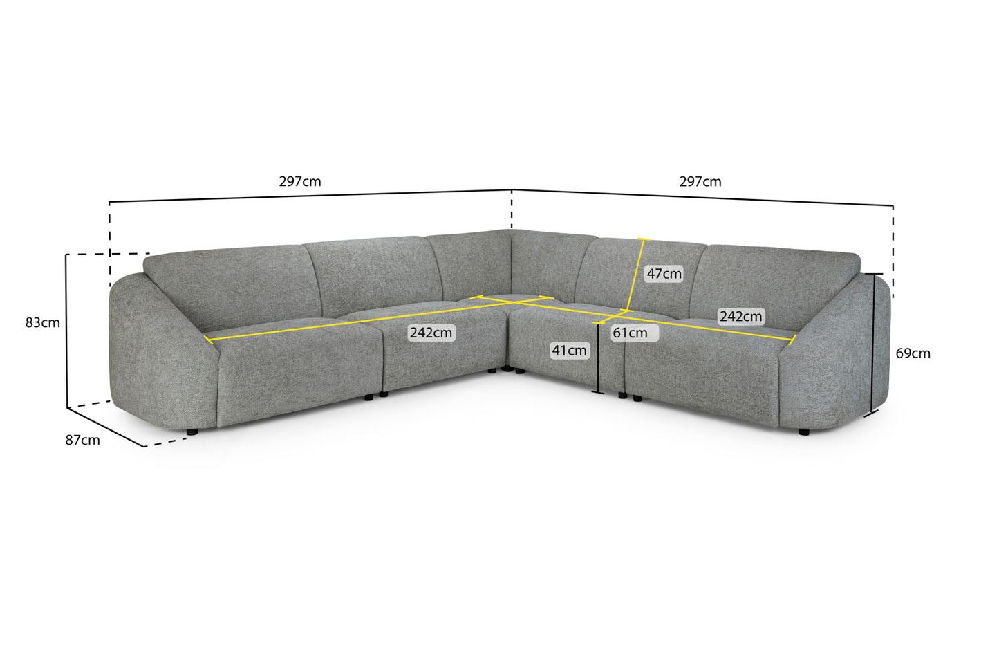 Tucano Modular Sofa Grey Large Corner