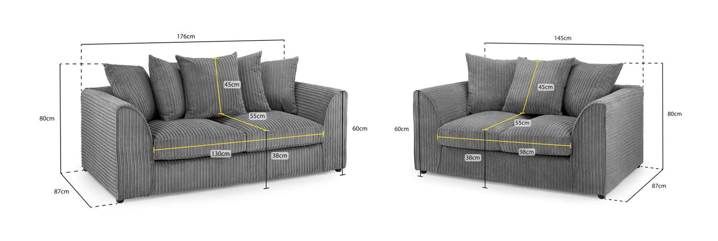 Harley Jumbo Sofa Grey 3+2 Set