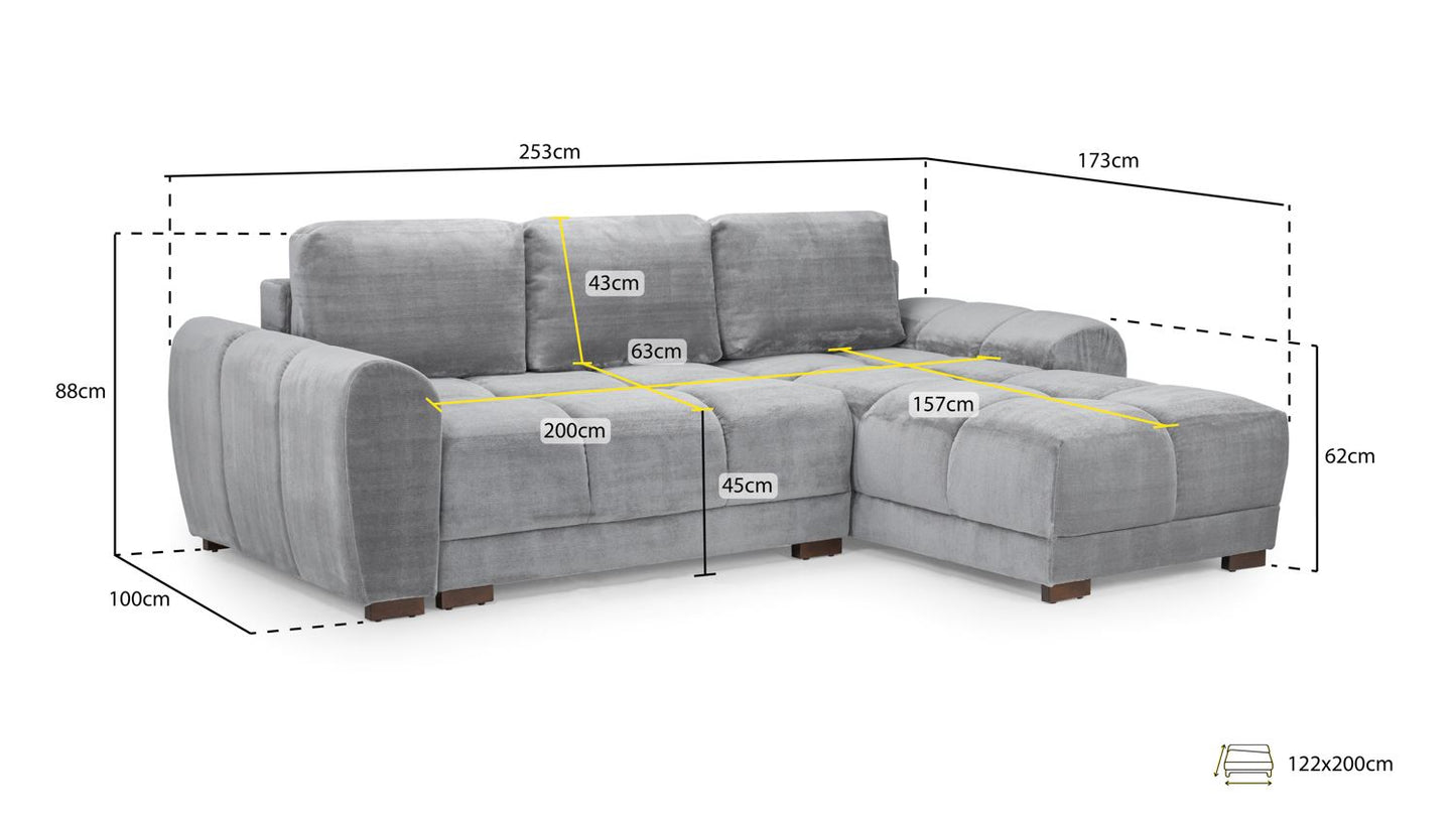 Azzuro Sofabed Grey Universal Corner