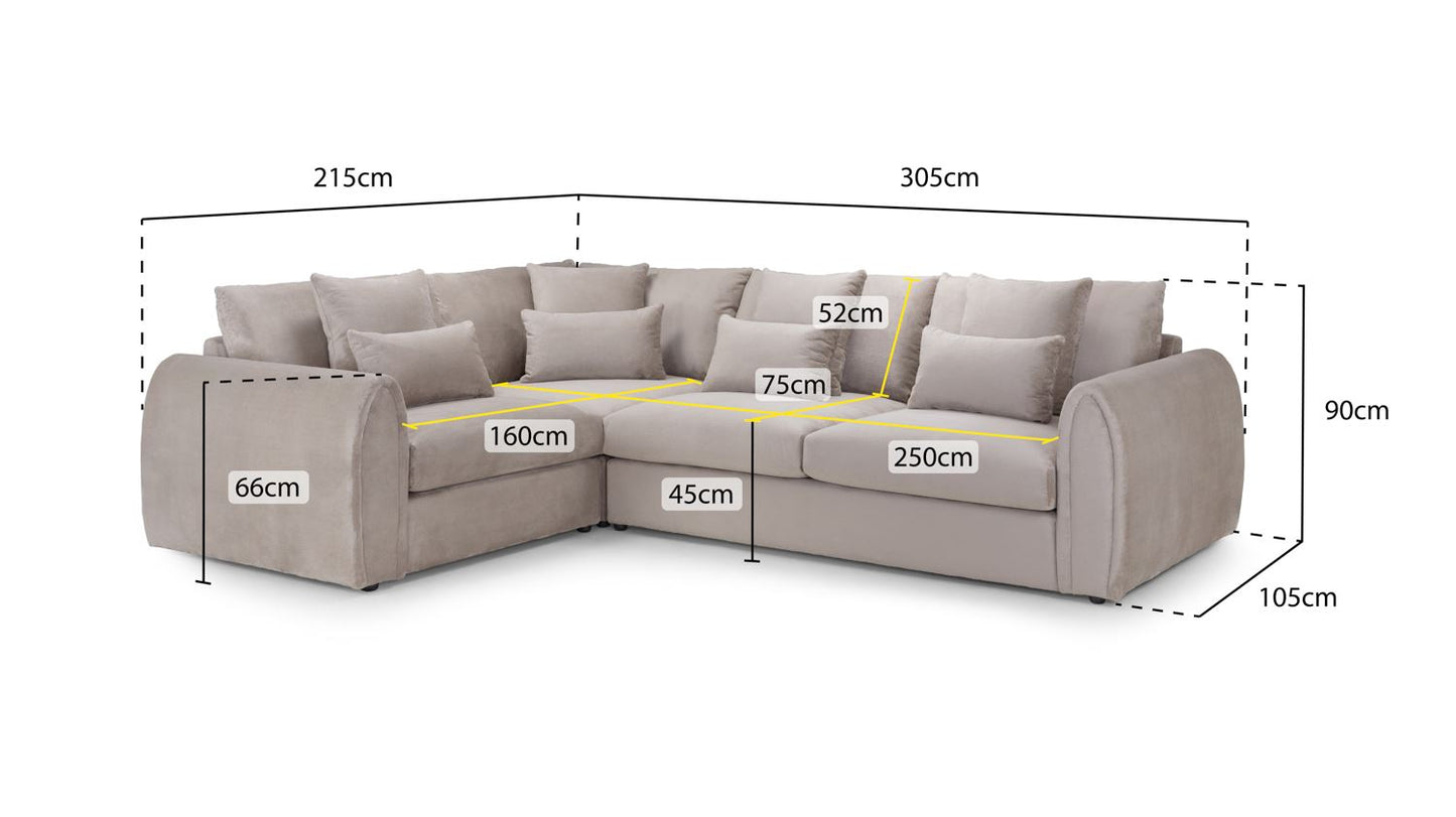 Mirabel Sofa Grey Left Hand Facing Corner