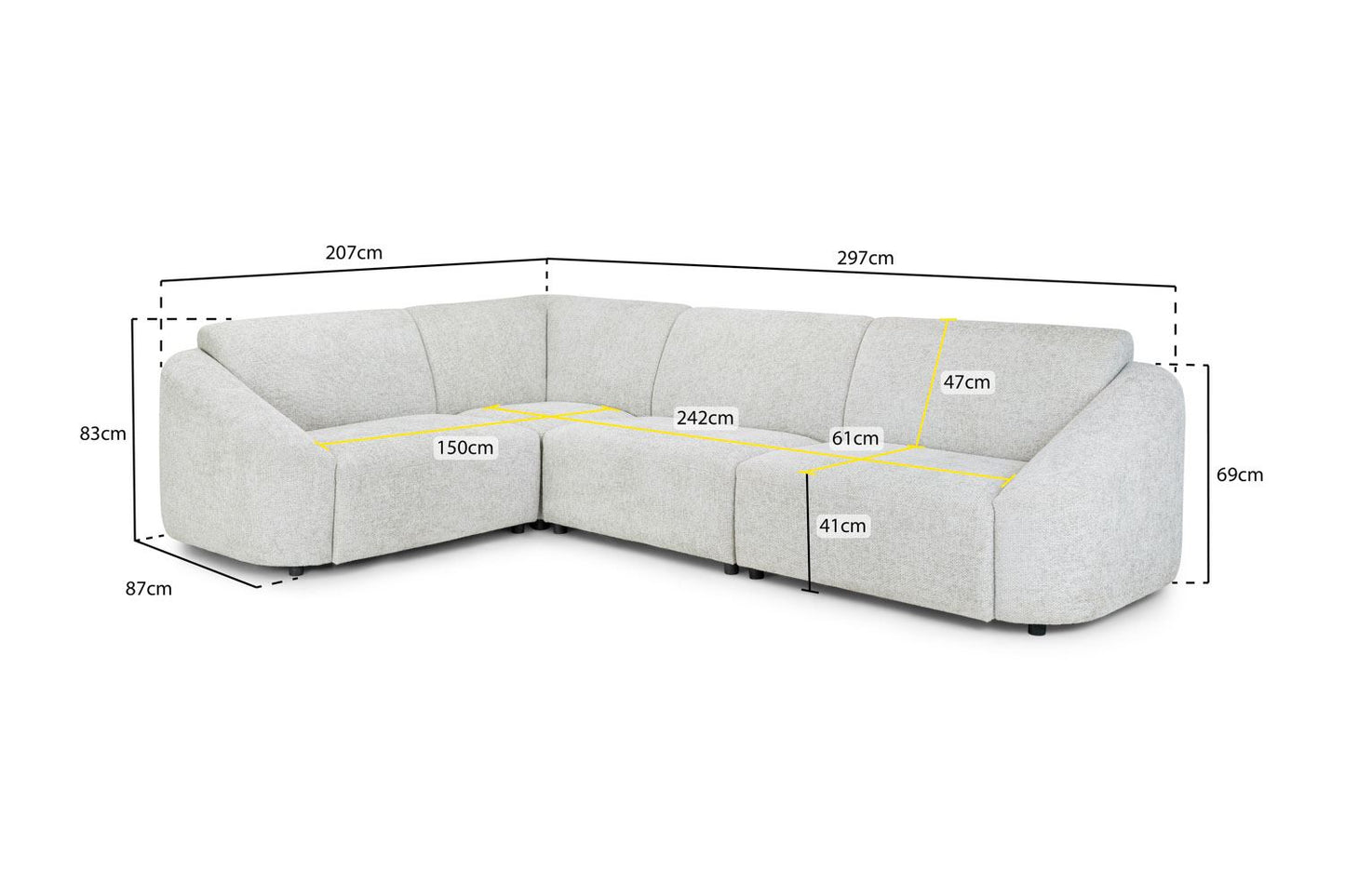 Tucano Modular Sofa Ivory Left Hand Facing Corner