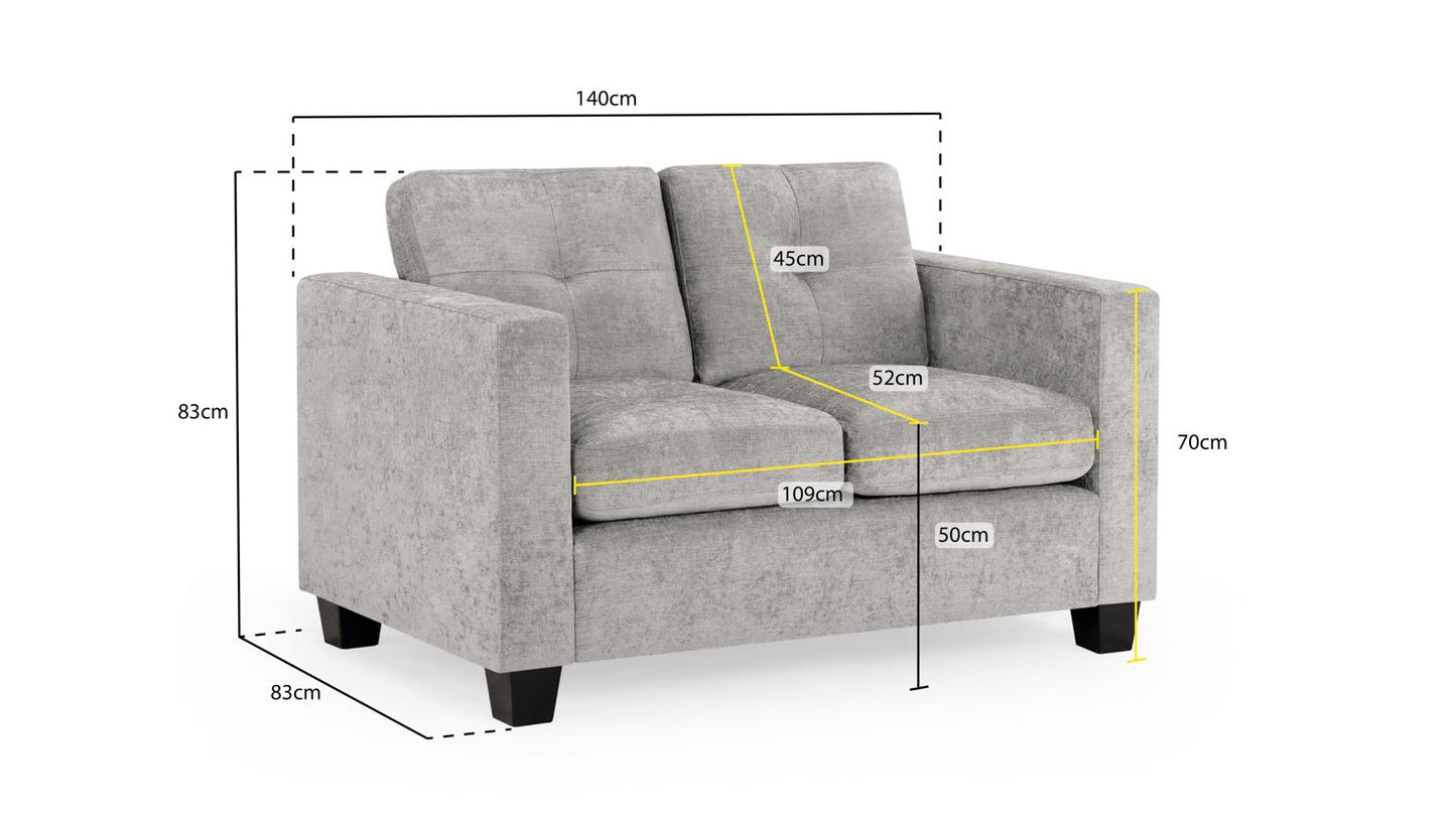 Jerry Sofa Grey Fabric 2 Seater