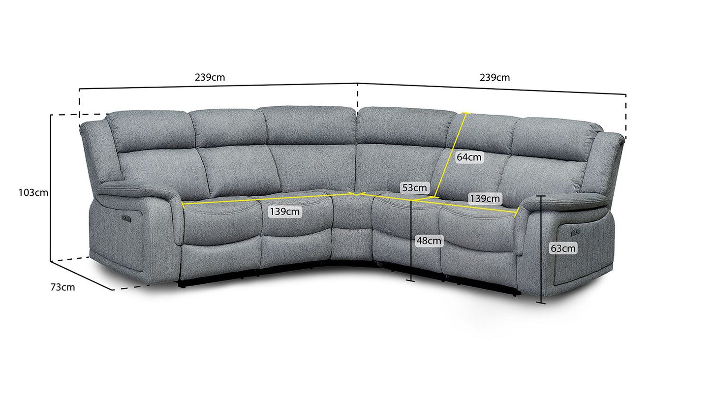 Linden Recliner Sofa Grey Large Corner