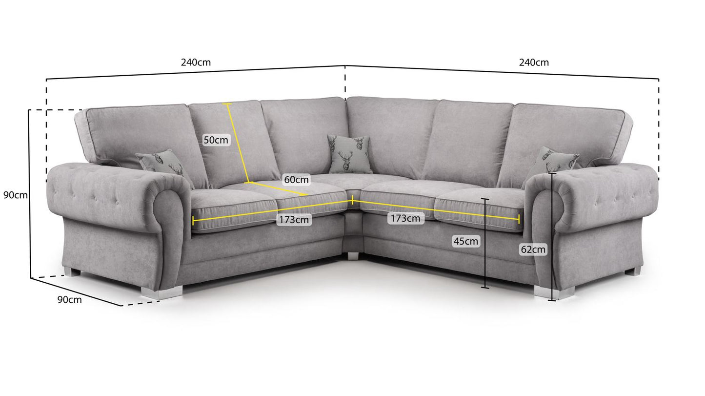 Verona Fullback Sofa Grey Large Corner