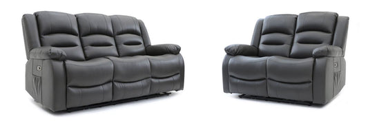 Alva Electric Recliner Sofa Grey 3+2 Set