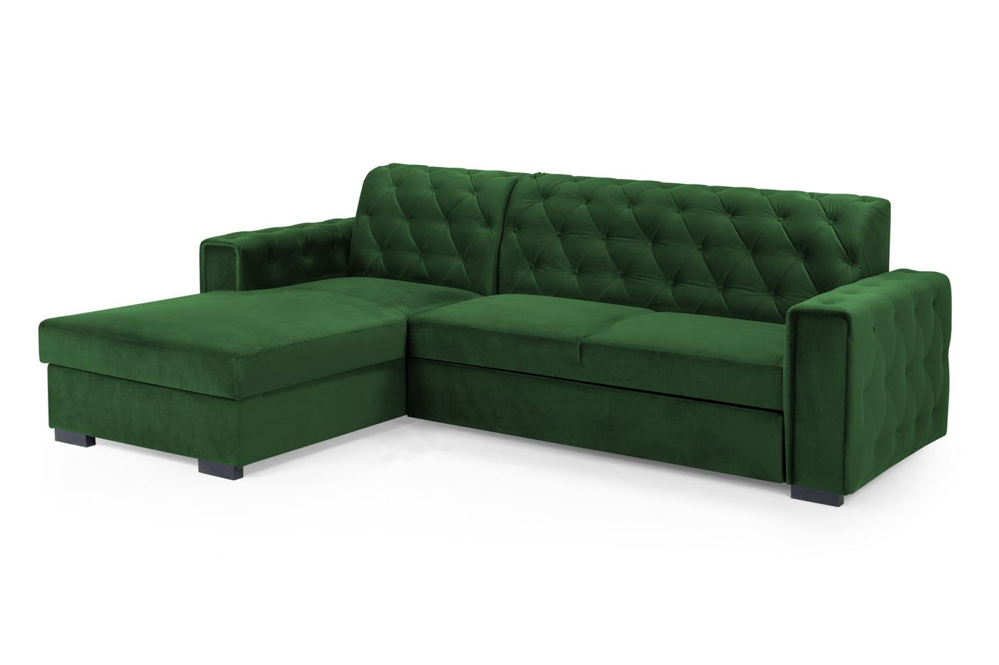 Reva Sofabed Plush Green Left Hand Facing Corner