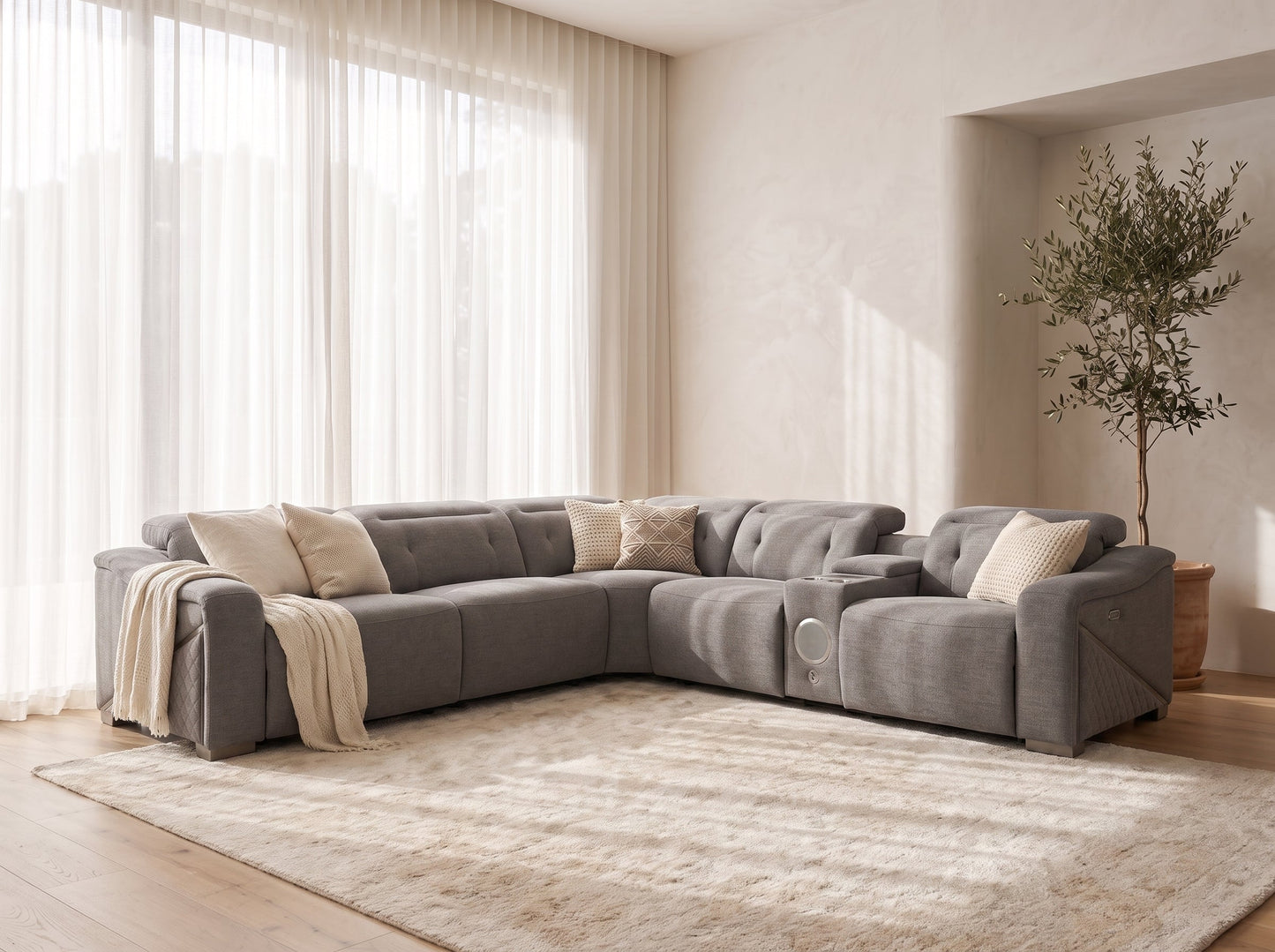 Ohio Electric Recliner Sofa Grey Large Corner