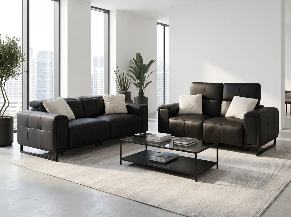 Richmond Electric Recliner Sofa Black 3+2 Set