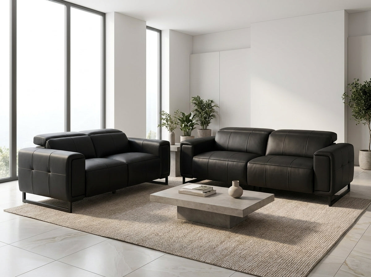 Richmond Electric Recliner Sofa Black 3+2 Set